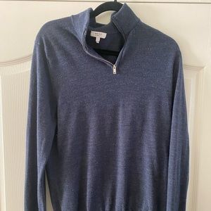 Riess Merino Wool half zip dark blue Sweater